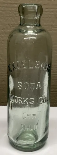 Excelsior Soda Works Co Ltd. Hilo Big Island Hutchinson Blob Hawaii Soda Bottle