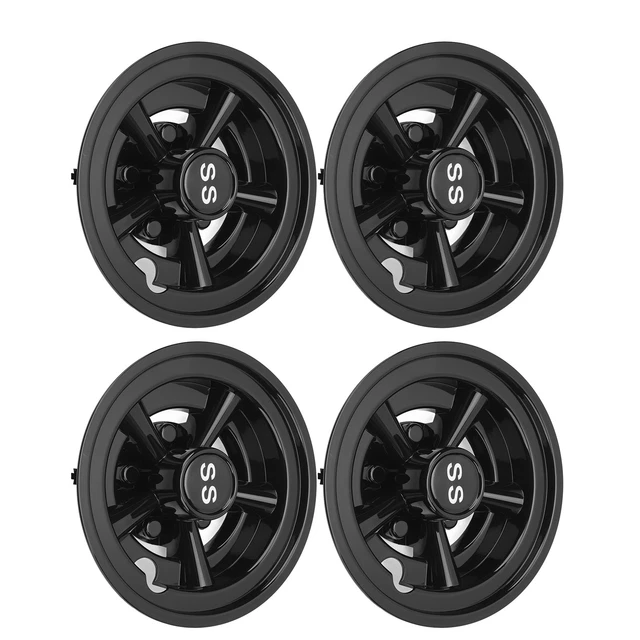 * 4Pcs Golf Cart Wheel Hub Cap 8 Inches Glossy Black Wind Resistance Reduction