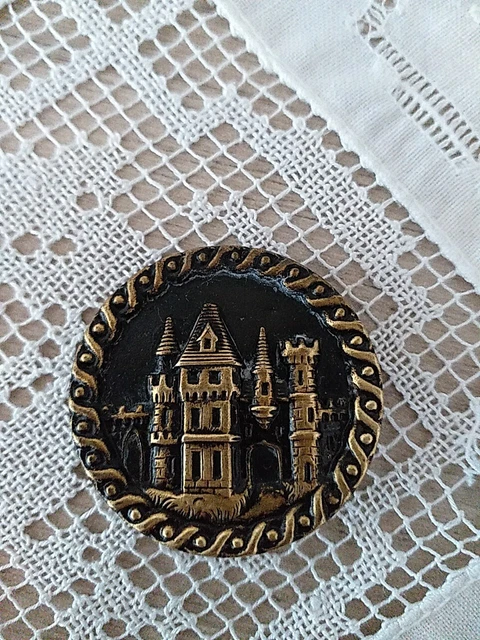 Bouton Ancien Vintage En Métal Tressé - Vert - 3,7 Cm - Pour Blazers Et Manteaux
