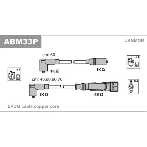 JANMOR Kit de câbles d'allumage pour VAG ABM33P