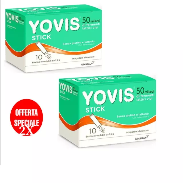 2X Yovis 10 Stick - 50 Miliardi - 2 Confezioni - Offerta - Fermenti Lattici Vivi