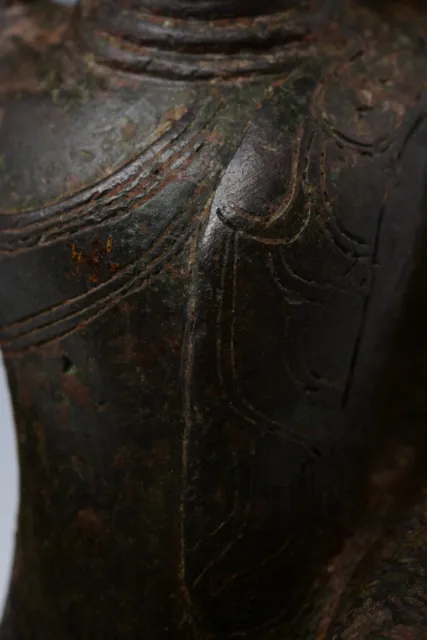 16th Century, Shan, Antique Burmese Bronze Seated Buddha 3