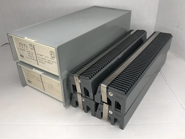 De colección 2 cajas de almacenamiento deslizantes Leitz Wetzlar tiene capacidad para 100 extensiones de 35 mm 2X2 2 bandejas