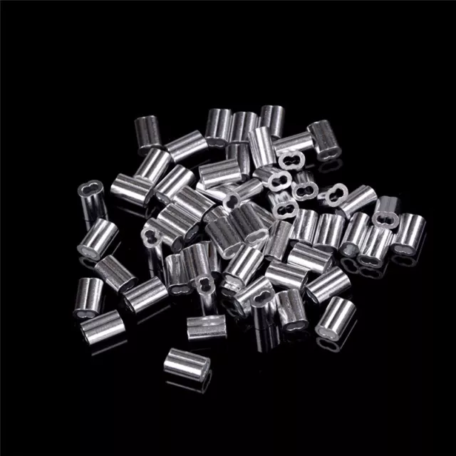 50x 1.5mm Cable Crimps Aluminum Sleeves Cable Wire Rope Clip FittinA F~ ZDP