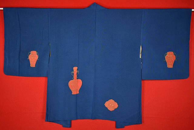Vintage Japanese Kimono Silk Antique BORO HAORI Kusakizome Dyed/A663/620