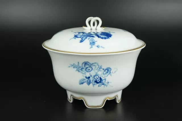 Große Meissen Porzellan Deckeldose Blaue Blume Chinesische Form um 1950