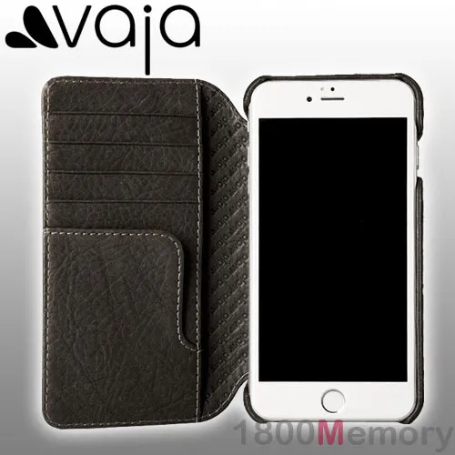 GENUINE Vaja Wallet Agenda Premium Leather Case Black Apple iPhone 8 7 Plus 5.5"