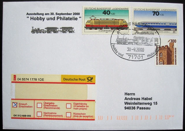 Bund BRD Mi 837 + 839 Jugend 1975 MIF R-Brief SST Schwieberdingen Ausstellung