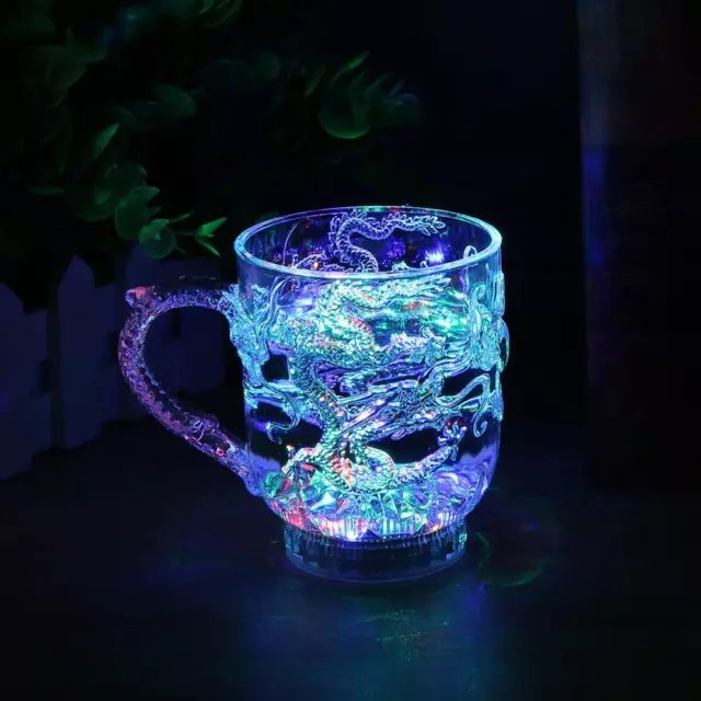Luminosa tazza flash drago alimentata a batteria 285 ml artigianato per bar casa