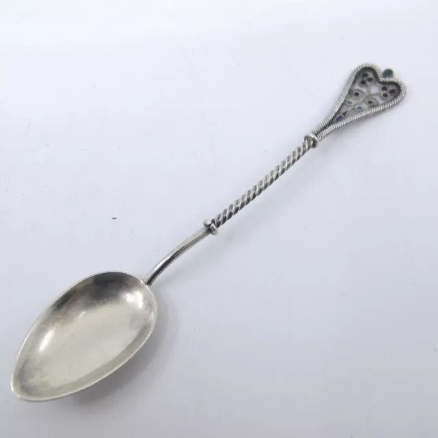 Sterling Silver & Enamel Plique A Jour 4 1/4" Demitasse Spoon H&F