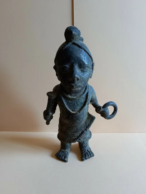 Bronze du Bénin Statuette 3eme roi yoba nigeria Afrique