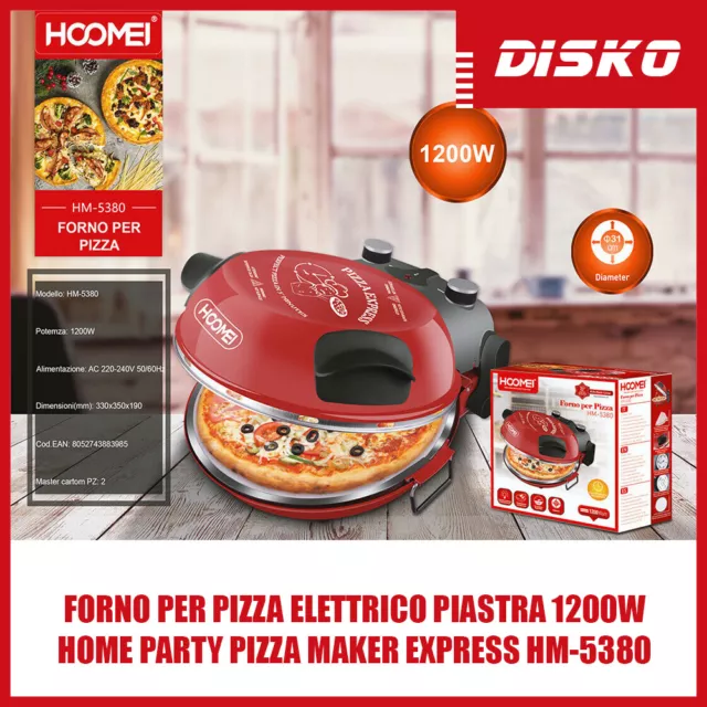 FORNO PER PIZZA Elettrico Piastra 1200W Home Party Pizza Maker