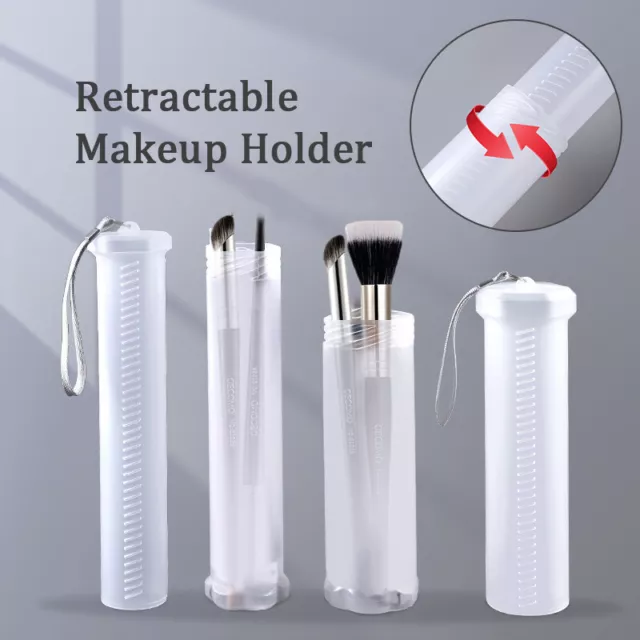 Transparent Cylinder Makeup Brush For Adjustable Plastic Pen Holder Portable