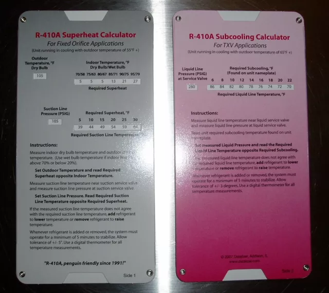 R 410A Superheat Subcooling Calculator Charging Chart N