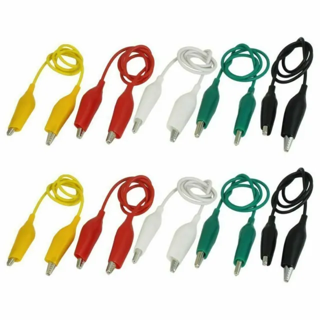 10Pcs Double Ended Alligator Clips Test Lead Jumper Wire 50cm 5 Colors 5 Pairs
