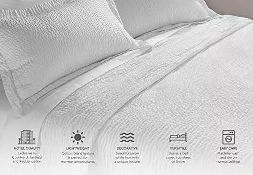Courtyard by Marriott Textured Coverlet - Lightweight Coverlet with 2