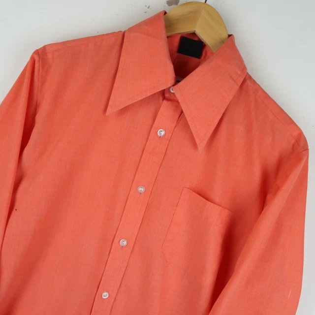 Camicia da uomo vintage anni '70 colletto pugnale discoteca taglia grande (M633)