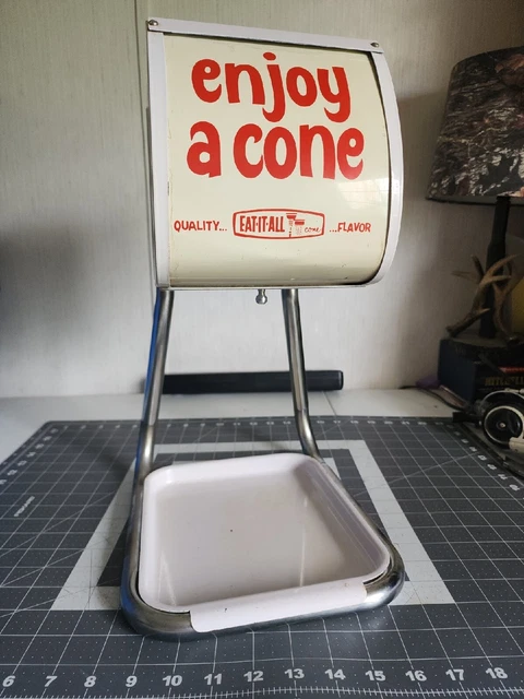 Vintage 1960’s “Enjoy a Cone” dispenser Gas Station Country Store Advertising