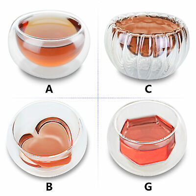 Cute Lovely Double Wall Glass Small Cups Mini Serving Kungfu Teacups - 1PC