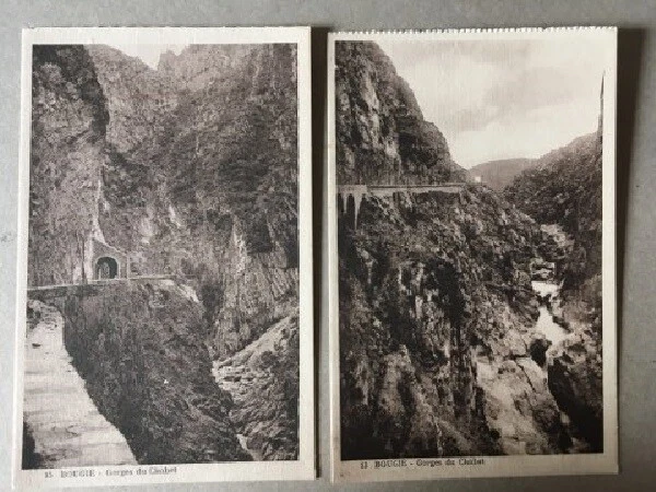 LOT 2 CPA (ALGERIE) BOUGIE : GORGES DU CHABET EL AKRA (le défilé de la mort)