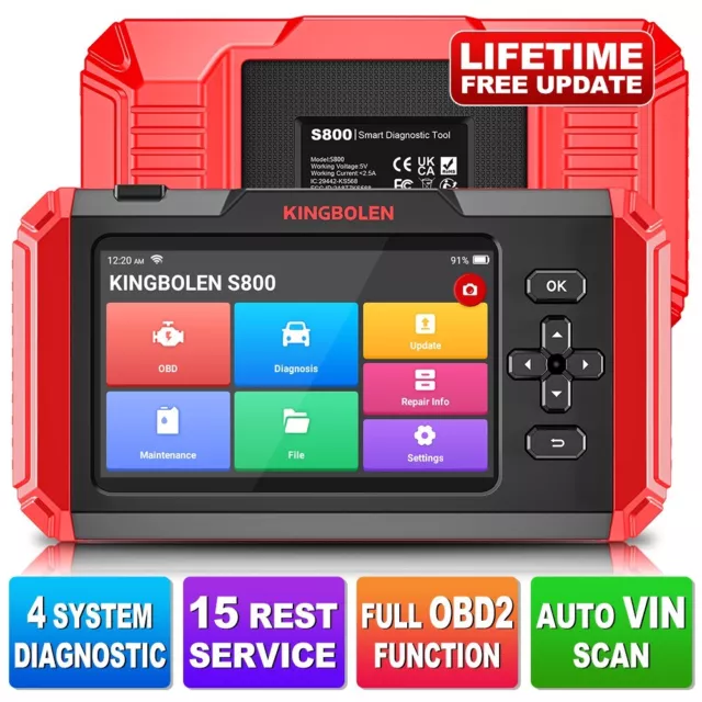 Escáner OBD2 para automóvil KINGBOLEN S800 herramienta de escaneo motor ABS SRS lector de códigos