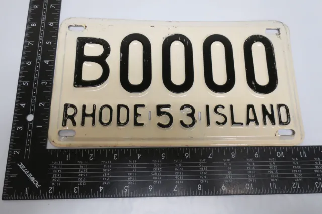 1953 53 Rhode Island Ri License Plate Tag Sample B0000 (Kc)