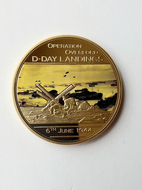 D-DAY Landings & Sir Winston Churchill 'dual Metal' Silver And 24ct Gold Commemorative Coin In - Foto 7