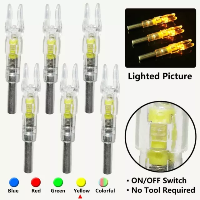 6pcs Archery LED Lighted Nock Tail ID 6.2mm For Compound Bow Hunting Arrow Nocks