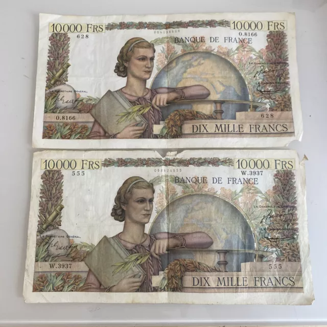 Billets 10000francs Génie