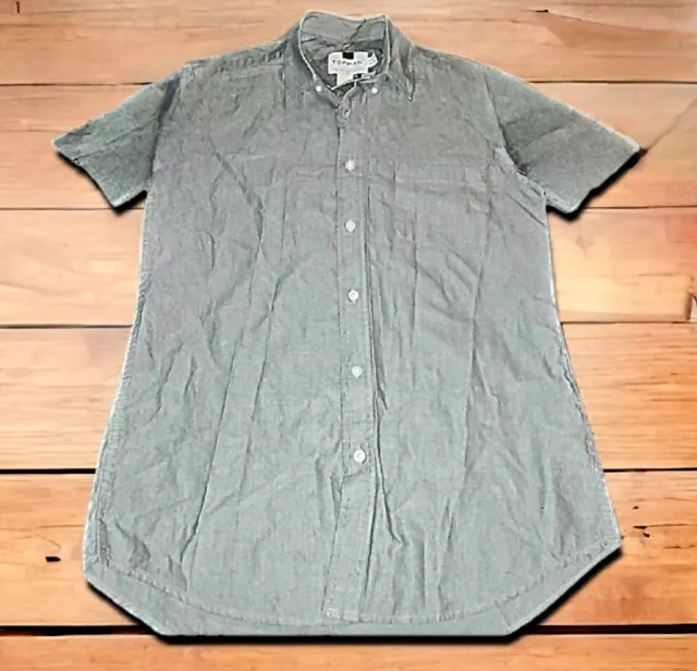 NWT Topman x Liberty Dot Print Short Sleeve Button Down Gray Size Small