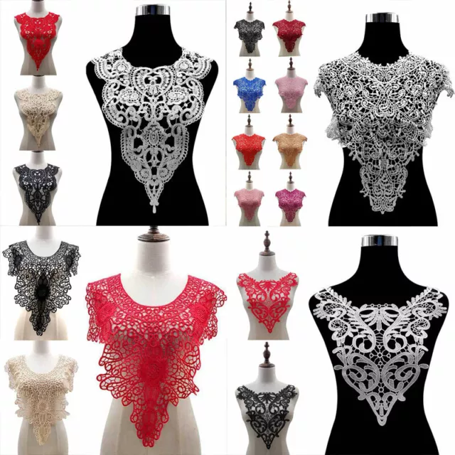 Long Flower Applique Lace Collar Trim Embroidered Neckline Sewing Patches Decor