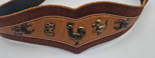 Cintura tradizionale Oktoberfest pelle motivo animali marrone lunghezza circa 1,00 m