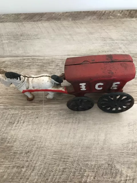 Cast Iron Horse Drawn Ice Wagon Toy