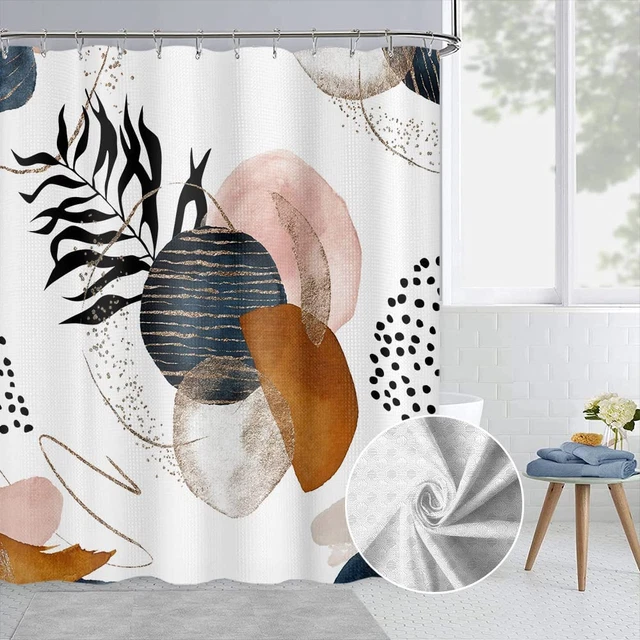 Abstract Shower Curtain, Boho Shower Curtain Mid Century Shower Curtain Set, Wat