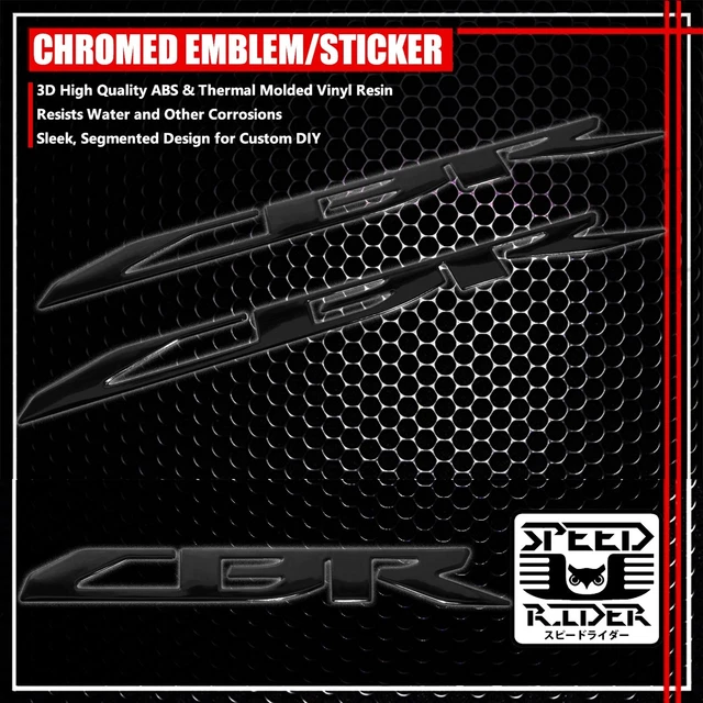 2 3D Decal Emblem Logo Fuel Tank/Fender Sticker For Cbr 600/900/1000 Gloss Black