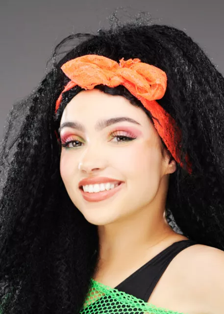 1980s Neon Orange Lace Head Scarf