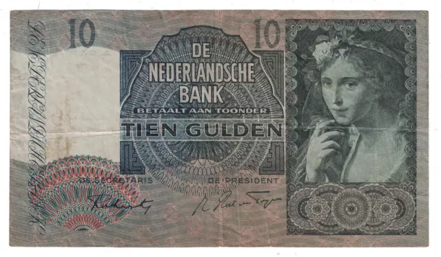 Netherlands - 18.3.1942 10 Gulden Banknote (P-56b)