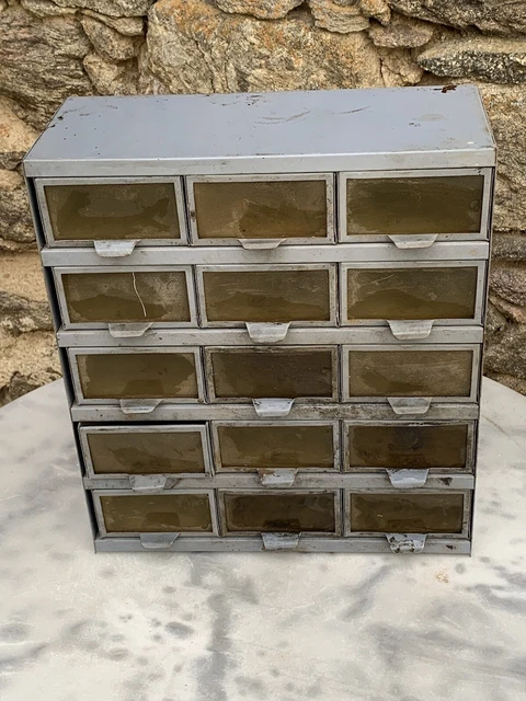 Petit Meuble De Métier Industriel En Fer – 5 Tiroirs – Atelier, Garage