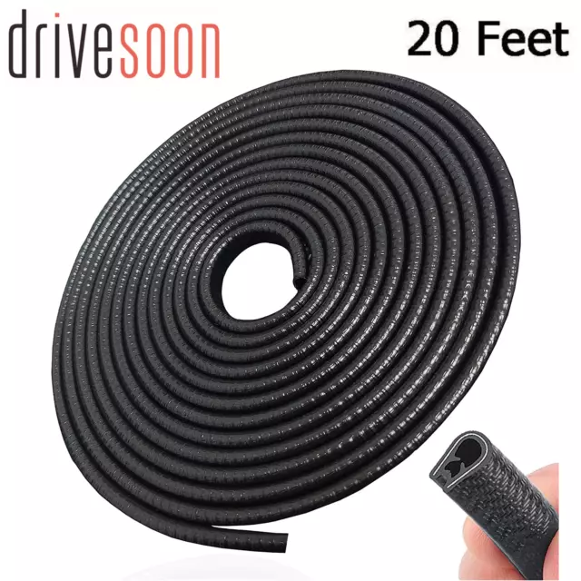 20 Feet Car Door Edge Moulding Trim Lock Guard Rubber Seal Protector Strip Black