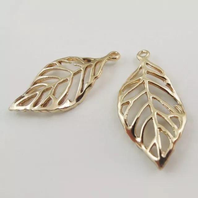 30 Stück Antikem Rose Goldene 24x13x2mm Blatt Charms Dangles Anhänger 37587