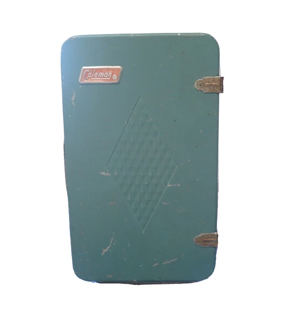 VINTAGE COLEMAN GREEN Blue Diamond Metal Cooler 22" X 16" X 13" 72.77