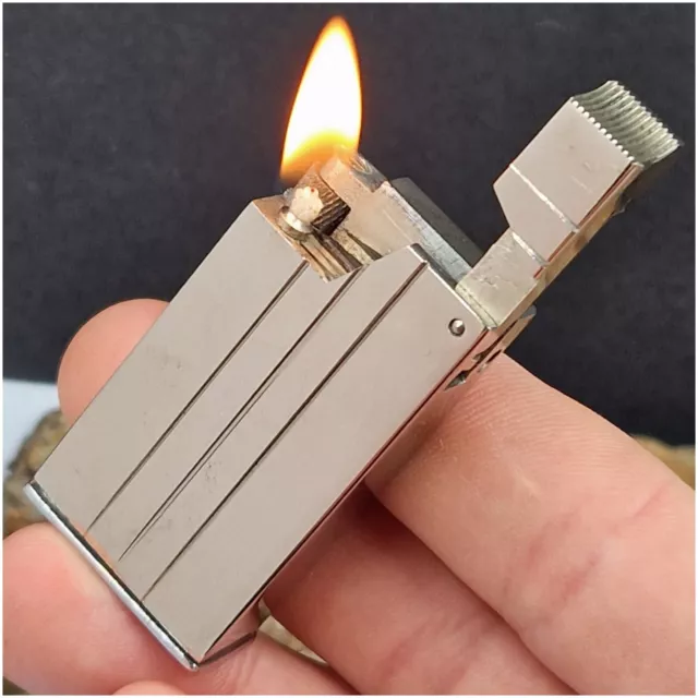 Briquet essence RUSTIC 3 bandes + box Vintage petrol Lighter-Feuerzeug-打火机-NOS 3