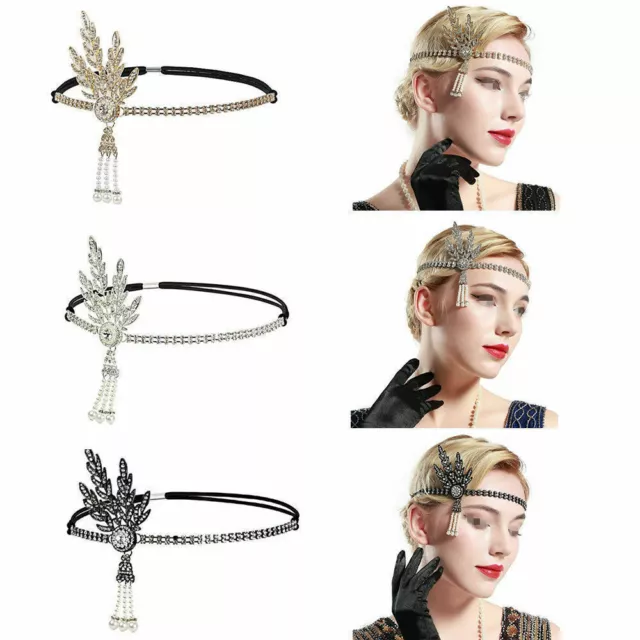 1920s Flapper Great Gatsby Headband Pearls Charleston Party Bridal Headpiece