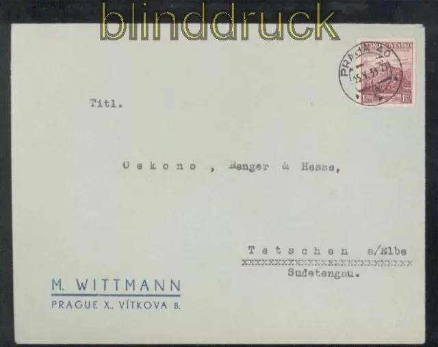 Böhmen und Mähren Mi # M 351 EF auf Fernbrief Prag 15.5.1939 (43170)