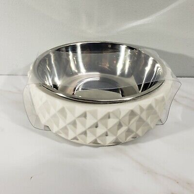 Boots & Barkley Pet Dog Cat Bowl - Small - White Concrete -Non Skid Bottom - 6"