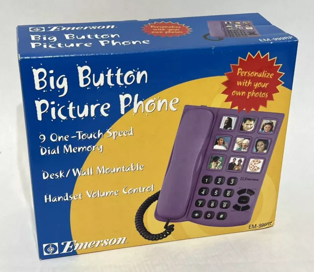 Emerson Purple Big Button Corded Picture Phone EM-999RP 2001