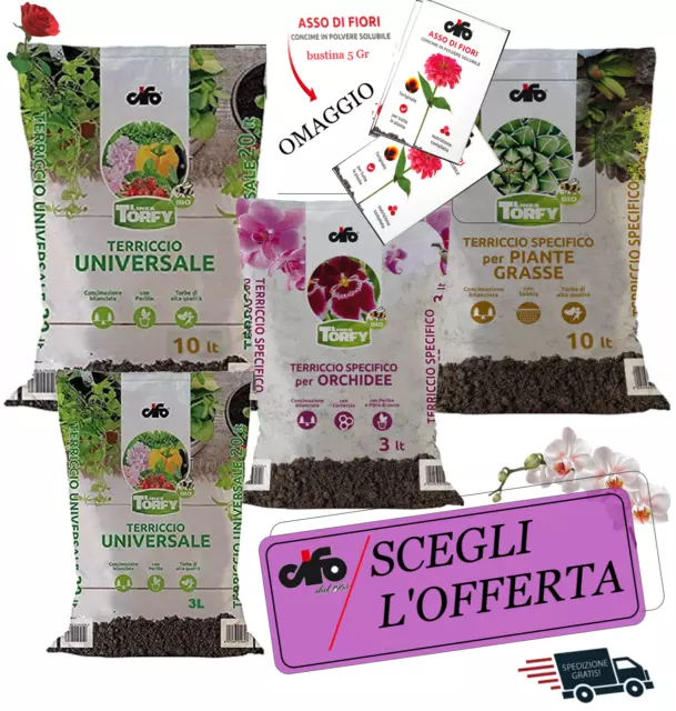 Cifo Linea Torfy Terriccio Universale / orchidee / Piante Grasse + Omaggio