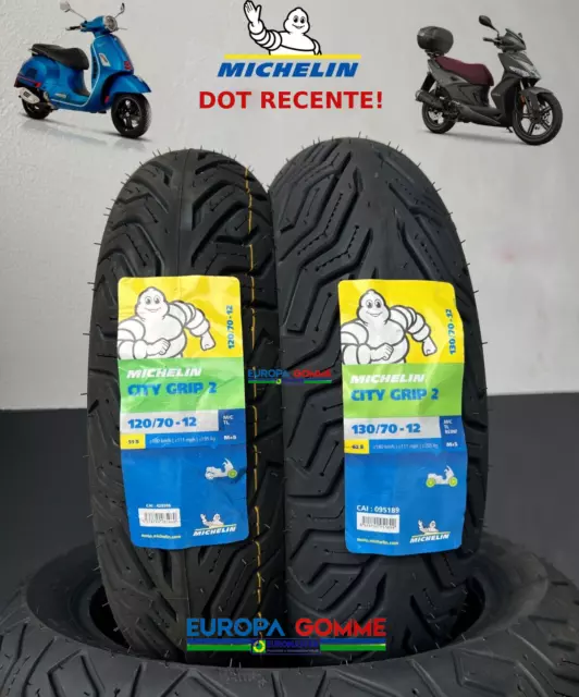 Coppia 120/70-12 51S + 130/70-12 62S Michelin City Grip 2 Dot24/23 Gomme Scooter