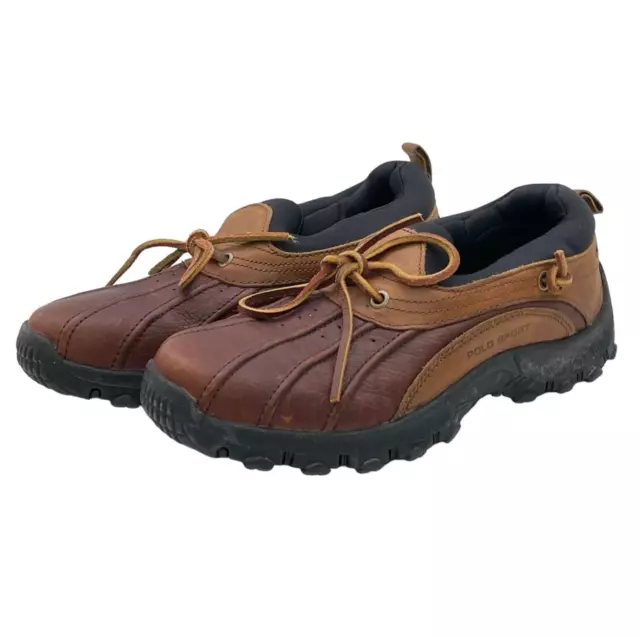 Ralph Lauren Polo Sport Women's 5.5 Brown Leather Lace Up Duck Boot Shoes
