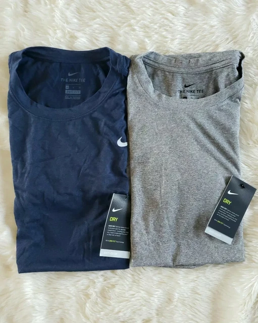 2 NIKE  MEN Dri-FIT Short Sleeve Training T-SHIRTS Anti-odor Navy XL and Gray XL